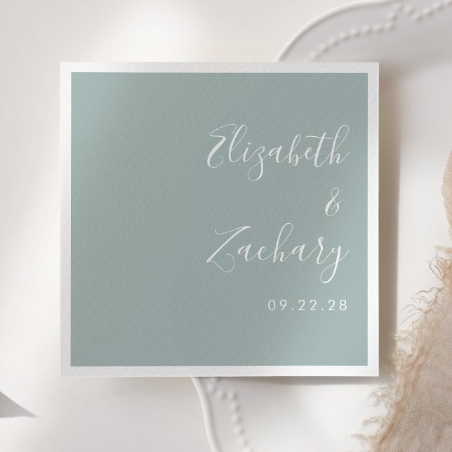 Grüne Hochzeit des modernen Script Sea Glass Serviette (Von Creator hochgeladen)