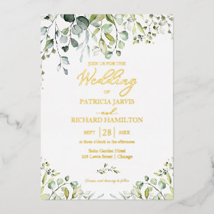 Grüne Hochzeit Eukalyptus Aquarell  Folieneinladung