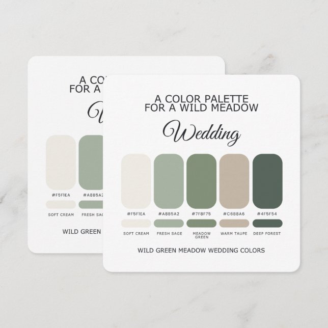 Grüne Hochzeit Farbpalette Karte (Vorne/Hinten)