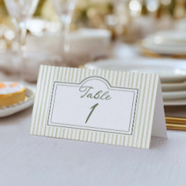 Grüne Hochzeit gestreifte Tischnummer
