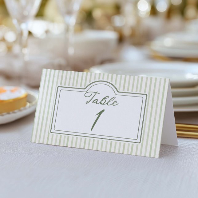 Grüne Hochzeit gestreifte Tischnummer (Von Creator hochgeladen)
