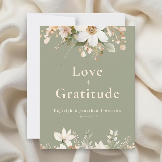 Grüne Hochzeit mit moderner Wasserfarbe Dankeskarte (Von Creator hochgeladen)