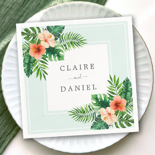Grüne Hochzeit mit tropischer Blüte Serviette