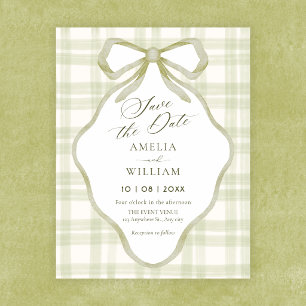 Grüne Hochzeit mit weichen Pastellfarben Save The Date
