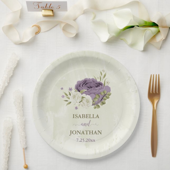 Grüne Hochzeit mit weißer Blüte Pappteller (Hochzeit)