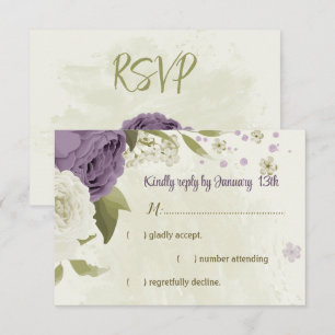 Grüne Hochzeit mit weißer Blüte RSVP Karte