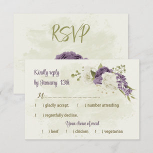 Grüne Hochzeit mit weißer Blüte RSVP Karte