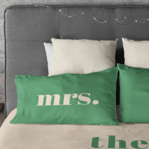 Grüne Hochzeit Retro modern Herr und Frau  Kissenbezug
