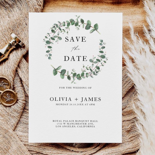 Grüne Hochzeit speichern das Datum der Einladung (Greenery Wedding Save the Date Invitation)