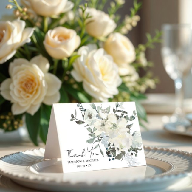 Grüne Hochzeit von Elfenbein Dankeskarte (Von Creator hochgeladen)