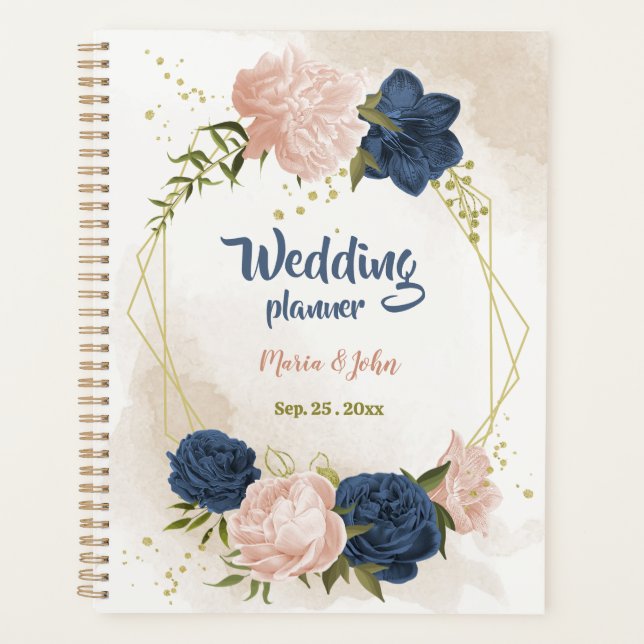 Grüne Hochzeit von Navy & Blush Blume Planer (Vorderseite)
