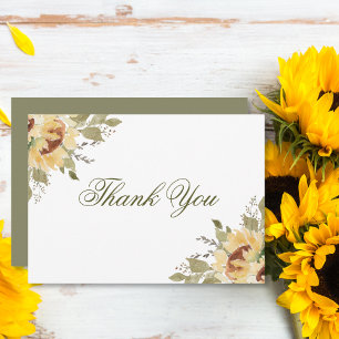 Grüne Hochzeit von sanften Sonnenblumen Dankeskarte