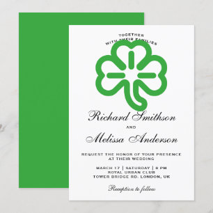 Grüne Hochzeitseinladung zum St. Patrick's Day mit Einladung