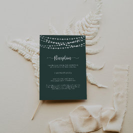 Grüne Hochzeitsempfehlung mit String Lights Begleitkarte