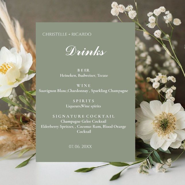 Grüne Hochzeitskarte, Bar trinken Hochzeit Sockelschild (Von Creator hochgeladen)