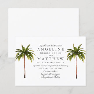 Grüne Hochzeitskarte des tropischen Palmenbaums Einladung