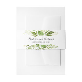 Grüne Hochzeitskassette Bauchband, rustikale Veget Einladungsbanderole