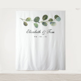 Grüne Hochzeitskulisse, Foto Booth Prop Wandteppich