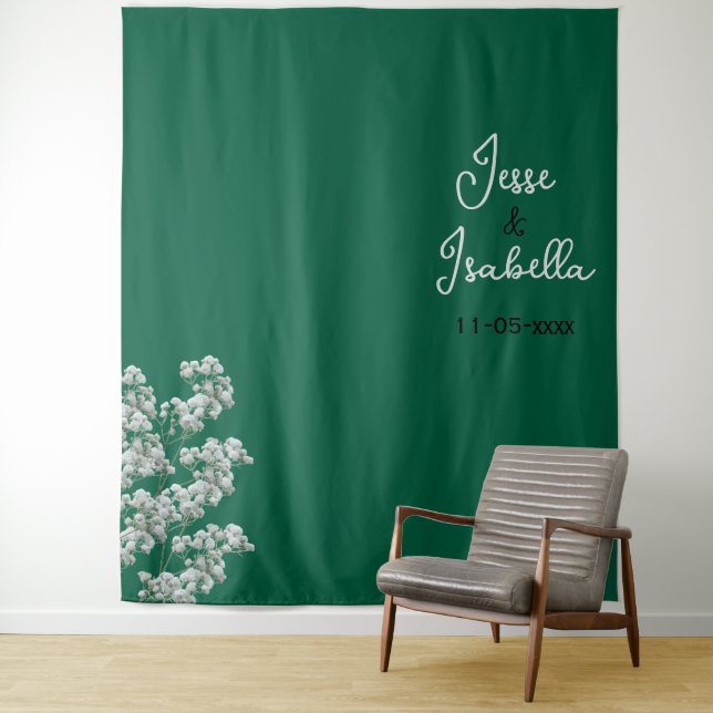 Grüne Hochzeitskulisse Wandteppich (Beispiel)