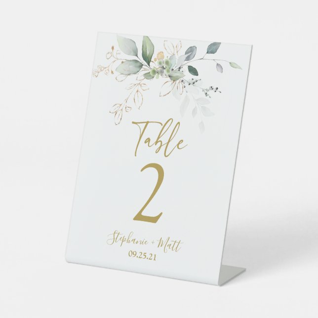 Grüne Hochzeitsmarke Tischnummer Podest Sockelschild (Vorderseite)