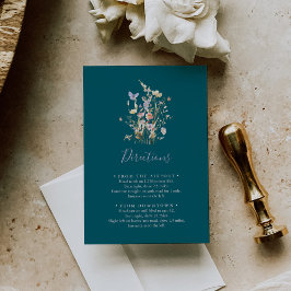 Grüne Hochzeitsrichtungen für mehrfarbige Wildblum Begleitkarte