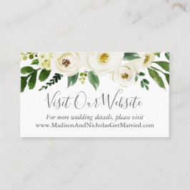 Grüne Hochzeitsseite der Weißen Blume Beipackkarte Visitenkarte