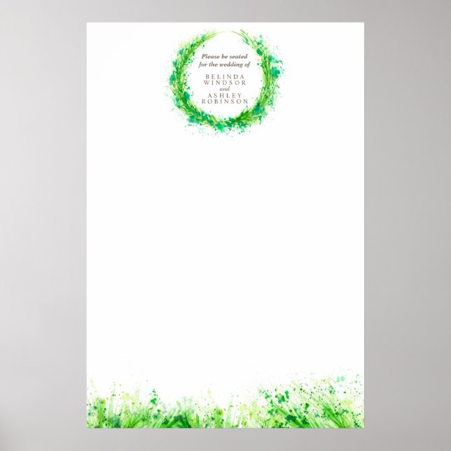 Grüne Hochzeitssitzplan leere DIY-Vorlage Poster (Vorne)
