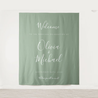 Grüne Hochzeitsstimmung im Meeresschaum - Hintergr Wandteppich