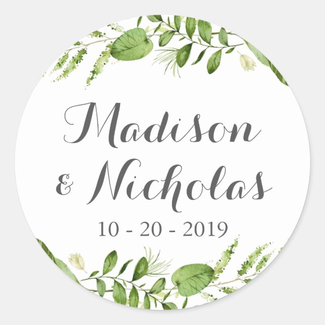 Grüne Hochzeitsticker, Grüne Umschlag Aufkleber (Vorderseite)