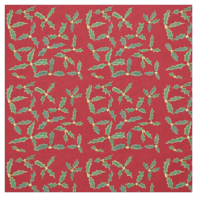 Grüne Holly-Blätter mit gelben Blumen Rote Stoffe (Muster)