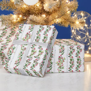 Grüne Holly-Blätter & Rote Berries Blumengarten Geschenkpapier