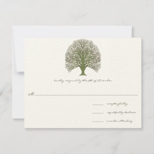 Grüne Holzkörnchen Hochzeit RSVP Karte