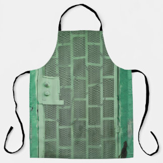 GRÜNE HOLZTÜR MIT GRÜNEM STAHL-TÜR SCHÜRZE