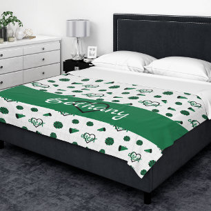 Grüne Hörnchen, Pom Poms, Megaphonmuster Fleecedecke