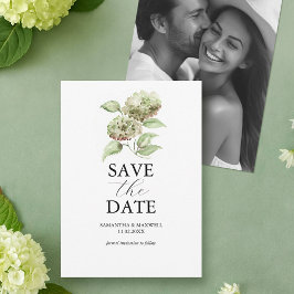 Grüne Hortensien Hochzeit Save The Dates mit Foto Date