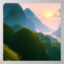 Grüne Hügel am Poster