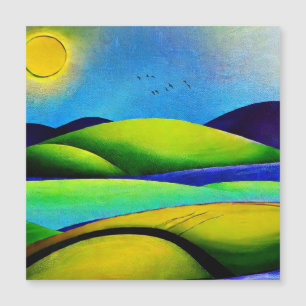 Grüne Hügel Landschaft Magnetkarte
