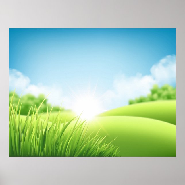 Grüne Hügel Landschaft Poster (Vorne)