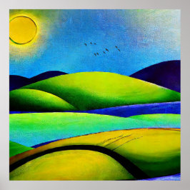 Grüne Hügel Landschaft Poster