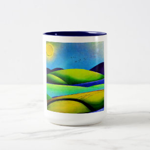 Grüne Hügel Landschaft Zweifarbige Tasse