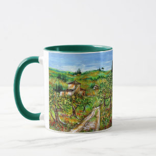 GRÜNE HÜGEL UND OLIVENBÄUME TUSKANISCHE LANDSCHAFT TASSE