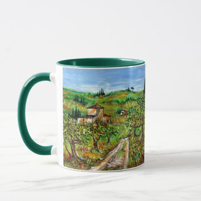 GRÜNE HÜGEL UND OLIVENBÄUME TUSKANISCHE LANDSCHAFT TASSE (Links)
