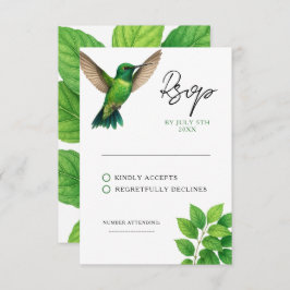 Grüne Hummingbird Leafy Botanische Hochzeit an der RSVP Karte