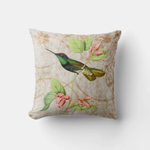 Grüne Hummingbird-Vintage Illustration Kissen