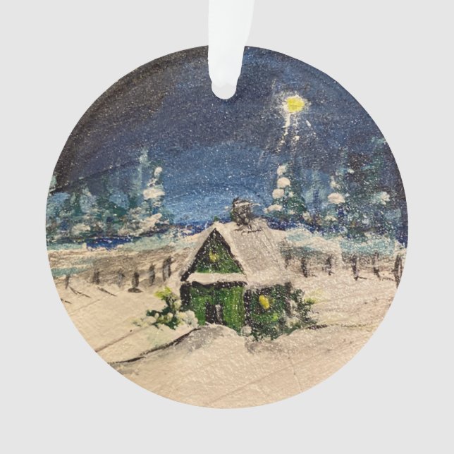 Grüne Hütte im Schnee Ornament (Vorderseite)