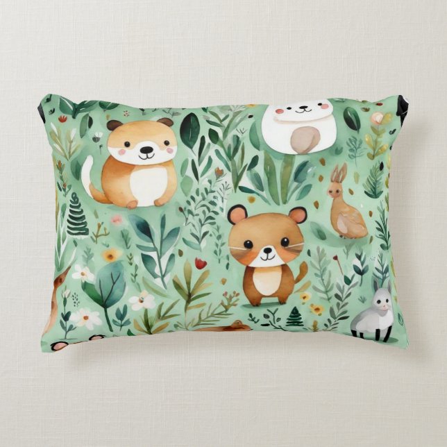 Grüne Hütte im Zentrum der Blumenlandschaft Dekokissen (Vorderseite)