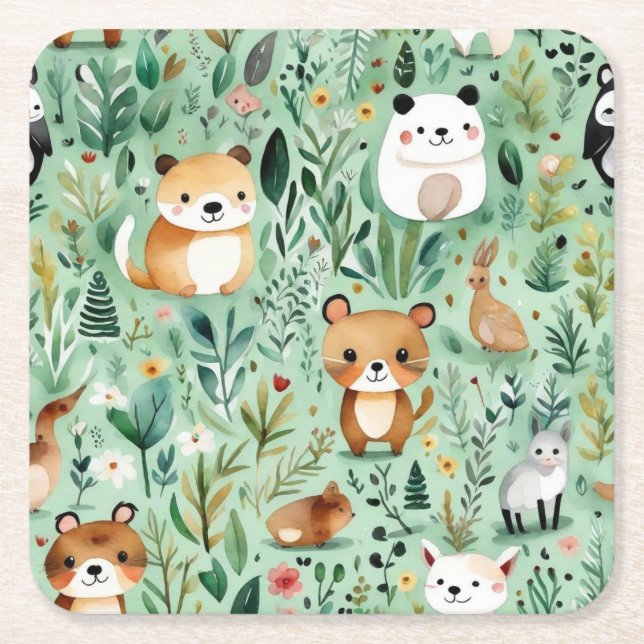 Grüne Hütte im Zentrum der Blumenlandschaft Rechteckiger Pappuntersetzer (Vorderseite)