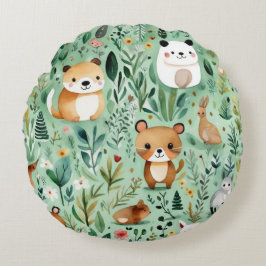 Grüne Hütte im Zentrum der Blumenlandschaft Rundes Kissen