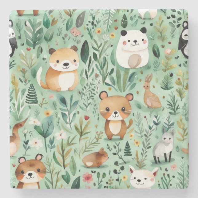 Grüne Hütte im Zentrum der Blumenlandschaft Steinuntersetzer (Vorderseite)