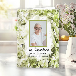 Grüne Hydrangea-Blume Begräbnisdienst geklappt Programm